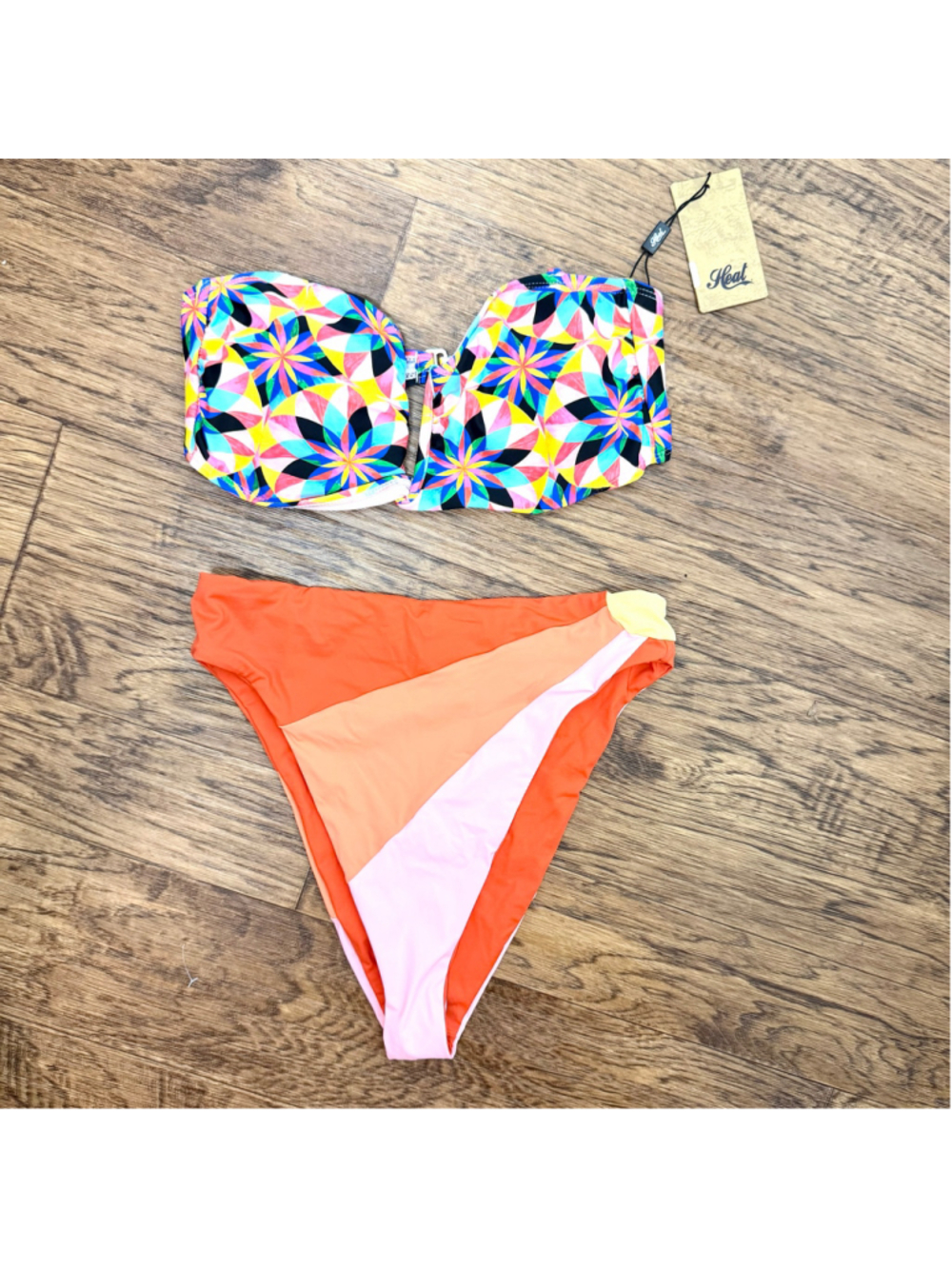 Women's L*Space Bikini Size L Orange Multi-color Reversible Bottoms